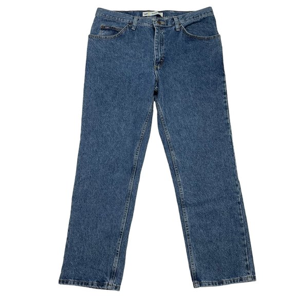 Vintage Lee‎ Mens Denim Pants Blue Jeans 38x30 5-Pocket Regular Straight Leg Fit - Picture 1 of 11